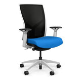 Torsa Highback White Frame Office Chair, Conference Chair, Computer Chair, Teacher Chair, Meeting Chair SitOnIt Mesh Color Onyx Fabric Color Electric Blue 