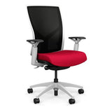Torsa Highback White Frame Office Chair, Conference Chair, Computer Chair, Teacher Chair, Meeting Chair SitOnIt Mesh Color Onyx Fabric Color Fire 