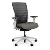 Torsa Highback White Frame Office Chair, Conference Chair, Computer Chair, Teacher Chair, Meeting Chair SitOnIt Mesh Color Onyx Striped Fabric Color Caraway 