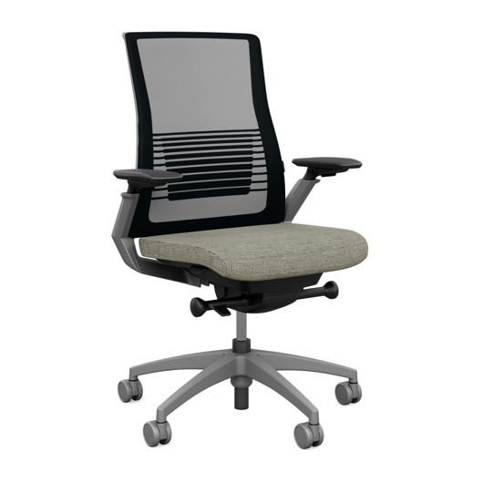 Vectra Highback Office Chair Office Chair, Conference Chair, Meeting Chair SitOnIt Mesh Color Onyx Fabric Color Chalk Fog Frame