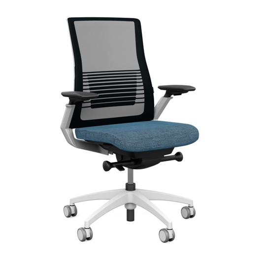 Vectra Highback Office Chair Office Chair, Conference Chair, Meeting Chair SitOnIt Mesh Color Onyx Fabric Color Sky White Frame