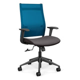 Wit Highback Office Chair Office Chair, Conference Chair, Teacher Chair SitOnIt Electric Blue Mesh Fabric Color Kiss Carpet Castors