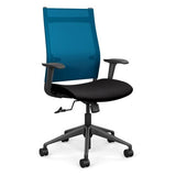 Wit Highback Office Chair Office Chair, Conference Chair, Teacher Chair SitOnIt Electric Blue Mesh Fabric Color Licorice Carpet Castors