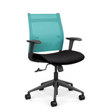 Wit Midback Office Chair Office Chair SitOnIt Aqua Mesh Fabric Color Licorice Carpet Castor