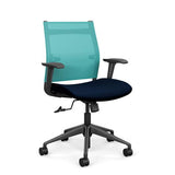 Wit Midback Office Chair Office Chair SitOnIt Aqua Mesh Fabric Color Navy Carpet Castor