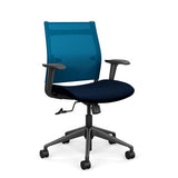 Wit Midback Office Chair Office Chair SitOnIt Electric-Blue Mesh Fabric Color Navy Carpet Castor