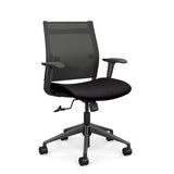Wit Midback Office Chair Office Chair SitOnIt Nickel Mesh Fabric Color Licorice Carpet Castor