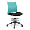 Wit Midback Stool with No Arms Stool SitOnIt Fabric Color Licorice Aqua Mesh 