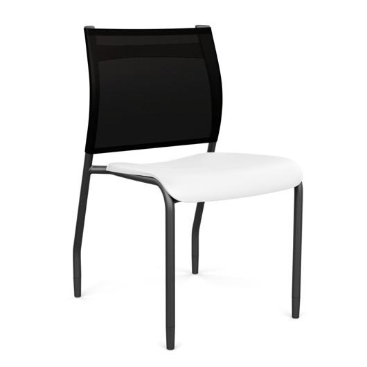 Wit Side Chair Armless Guest Chair SitOnIt Arctic Plastic Onyx Mesh Black Frame