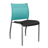 Wit Side Chair Armless Guest Chair SitOnIt Black Plastic Aqua Mesh Silver Frame
