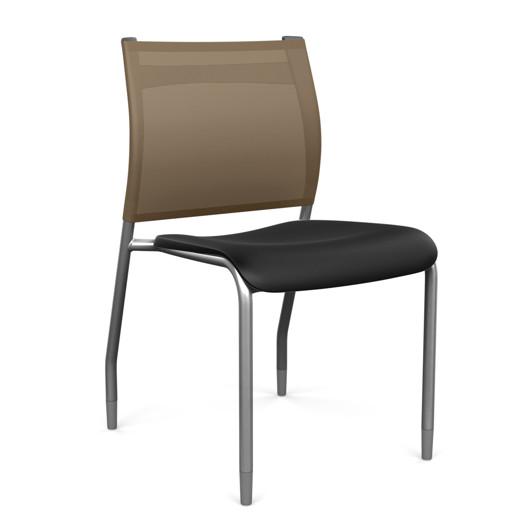 Wit Side Chair Armless Guest Chair SitOnIt Black Plastic Desert Mesh Silver Frame
