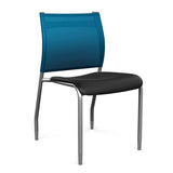 Wit Side Chair Armless Guest Chair SitOnIt Black Plastic Electric Blue Mesh Silver Frame