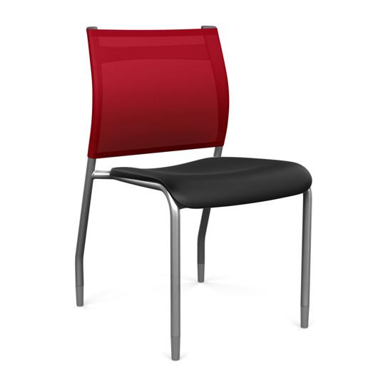 Wit Side Chair Armless Guest Chair SitOnIt Black Plastic Fire Mesh Silver Frame