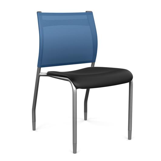 Wit Side Chair Armless Guest Chair SitOnIt Black Plastic Ocean Mesh Silver Frame