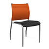Wit Side Chair Armless Guest Chair SitOnIt Black Plastic Tangerine Mesh Silver Frame