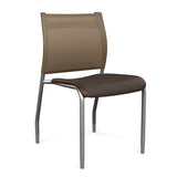 Wit Side Chair Armless Guest Chair SitOnIt Chocolate Plastic Desert Mesh Silver Frame