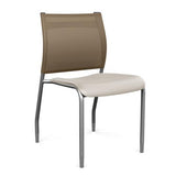 Wit Side Chair Armless Guest Chair SitOnIt Latte Plastic Desert Mesh Silver Frame