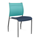 Wit Side Chair Armless Guest Chair SitOnIt Navy Plastic Aqua Mesh Silver Frame