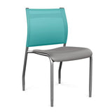 Wit Side Chair Armless Guest Chair SitOnIt Slate Plastic Aqua Mesh Silver Frame