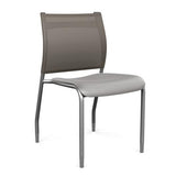 Wit Side Chair Armless Guest Chair SitOnIt Sterling Plastic Fog Mesh Silver Frame
